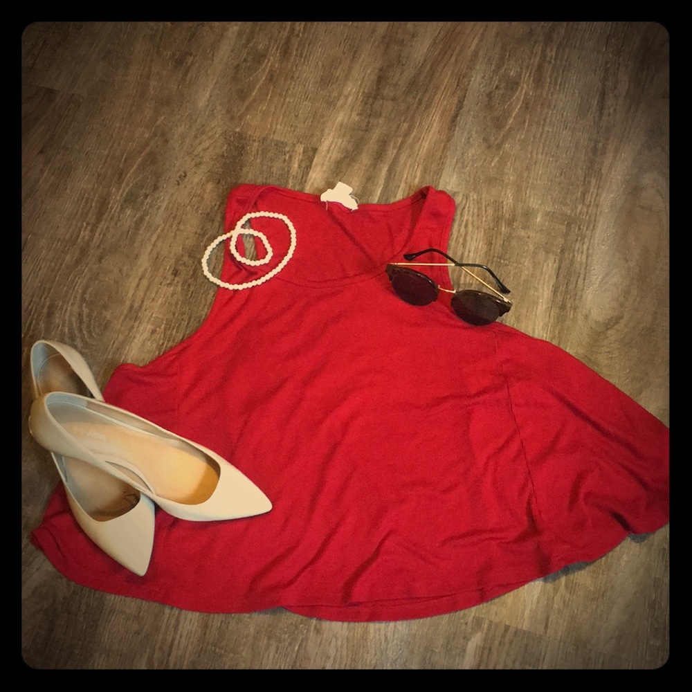 Red  tank-top crop-top